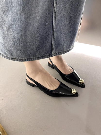Flats Sandals Elegant Women Shoes Outdoor Female Footwear Shallow Fashion Metal Slides Ladies Sandals Shoes eprolo