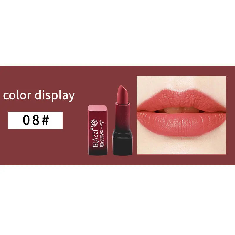 Small Square Tube Matte Matte Not Easy To Fall Off Lipstick Smooth Moisturizing Not Pull Dry Lasting Color Portable Lipstick Makeup eprolo