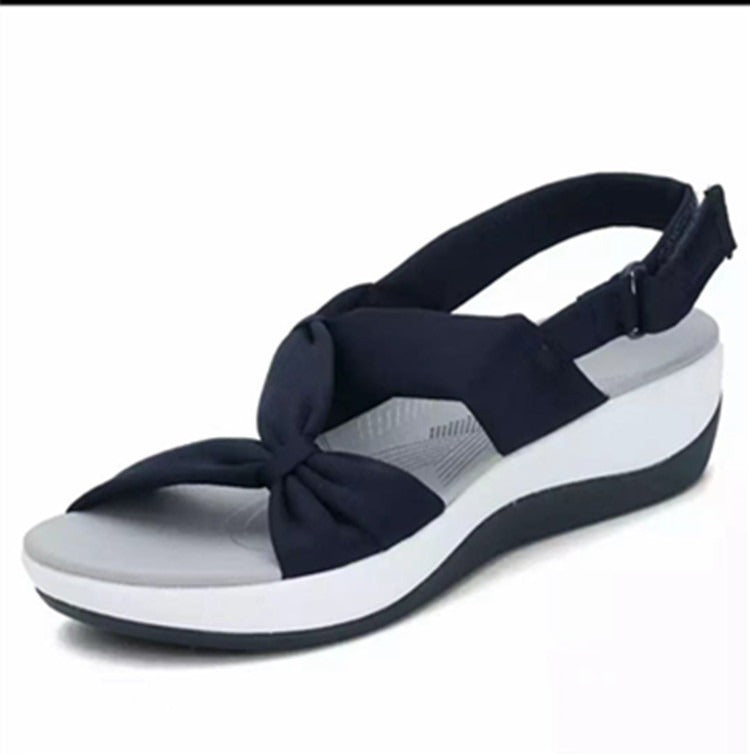 Summer Sandals Women Casual shoes Solid Color Bow Retro Ladies Outdoor Beach Flats Femme sandals Shoes for Women sandalias