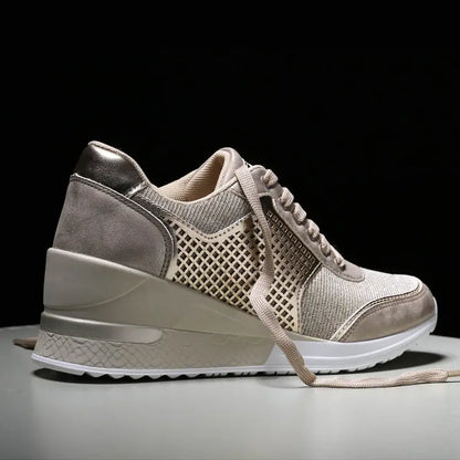 Women Height Increasing Walking Jogging Sneakers 6.5 CM Increase Gold Silver Ladies Sport Running Shoes Comfortable Girl Shoes eprolo