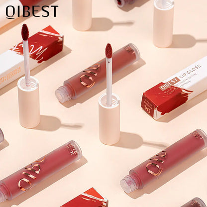 QIBEST The New Silky Soft Mist Matte Lip Gloss Non-Stick Cup Does Not Fade Lip Glaze Makeup Liquid Lipstick eprolo