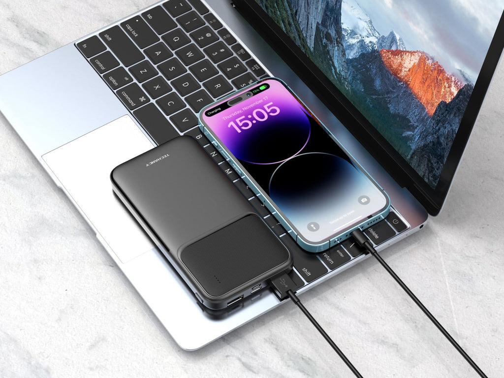 Techancy Power Bank 10000mah Preto TF2781, Carregamento Rápido De 10w Para Smartphones, Tablets E Muito Mais!