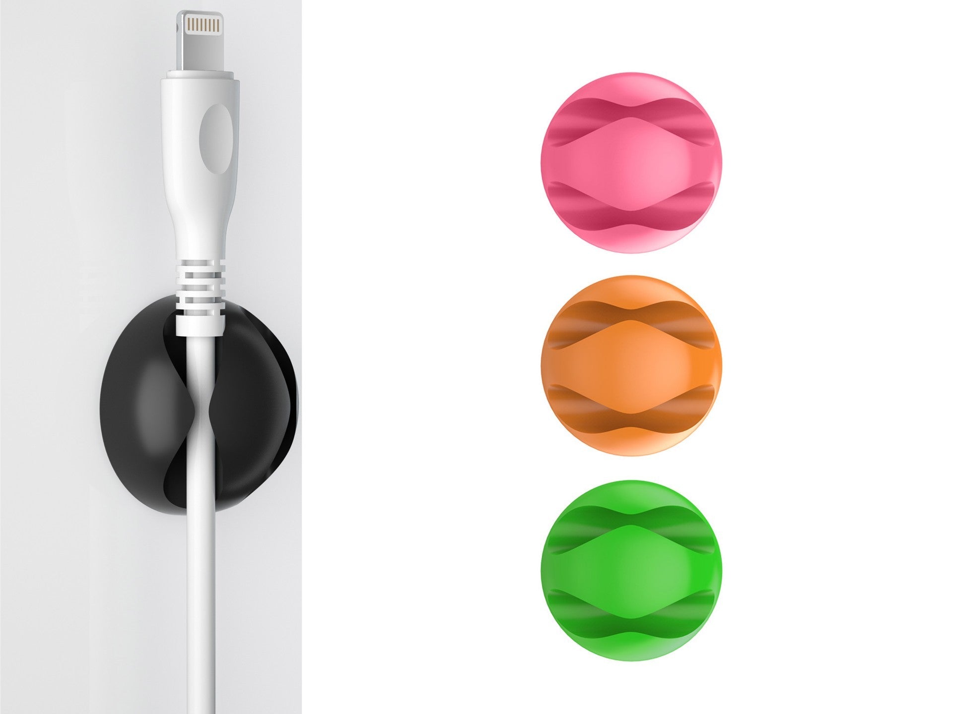 Suporte para cabos Techancy, TZ6292, embalagem com 6 unidades, organizador de cabos, laranja + rosa