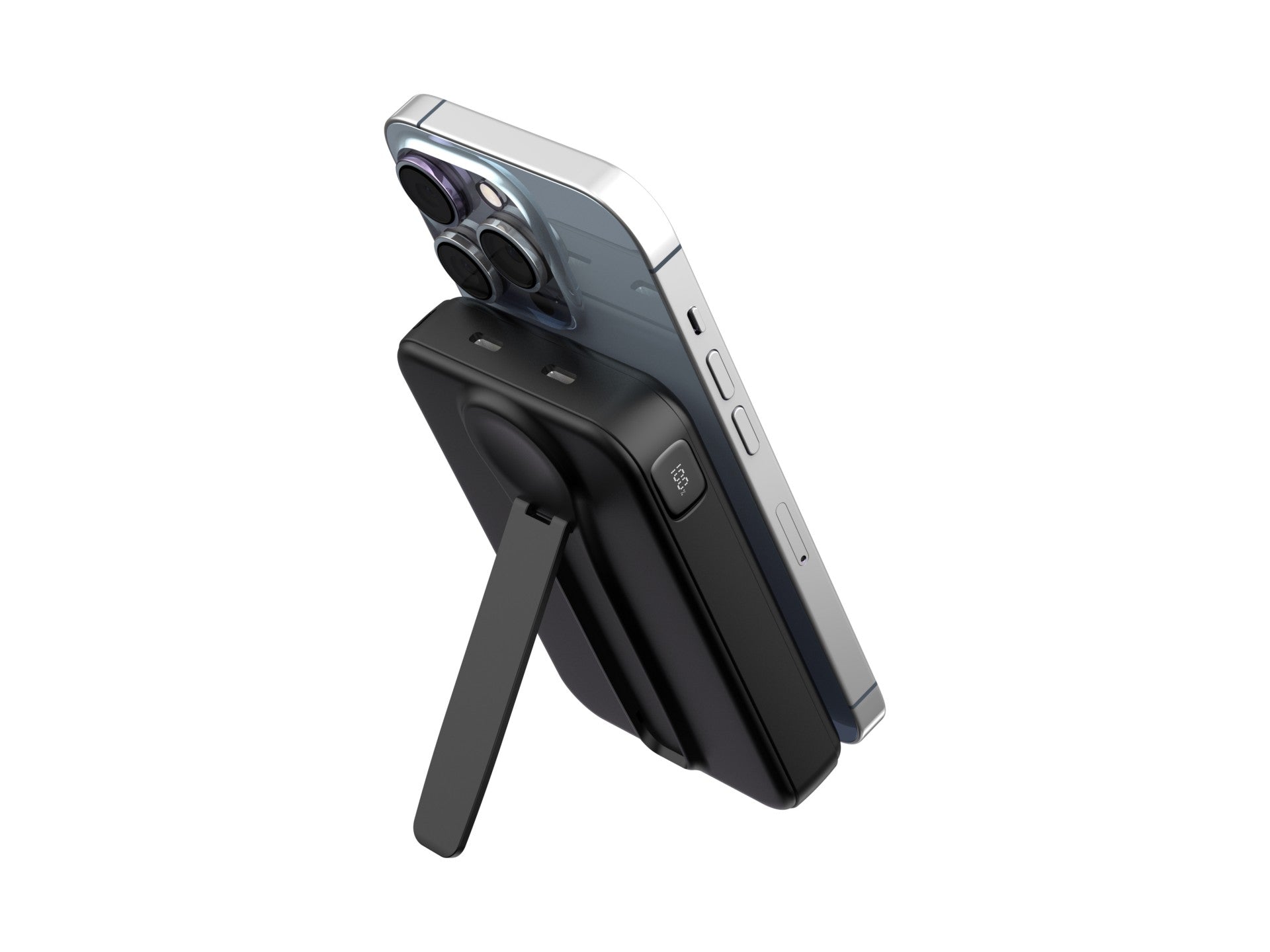 Techancy Power Bank Magnetico TF2786 10000mAh Carregamento Rapido Sem Fios 15W PD 20W Compativel com MagSafe Suporte Integrado Ecrã LED Preto